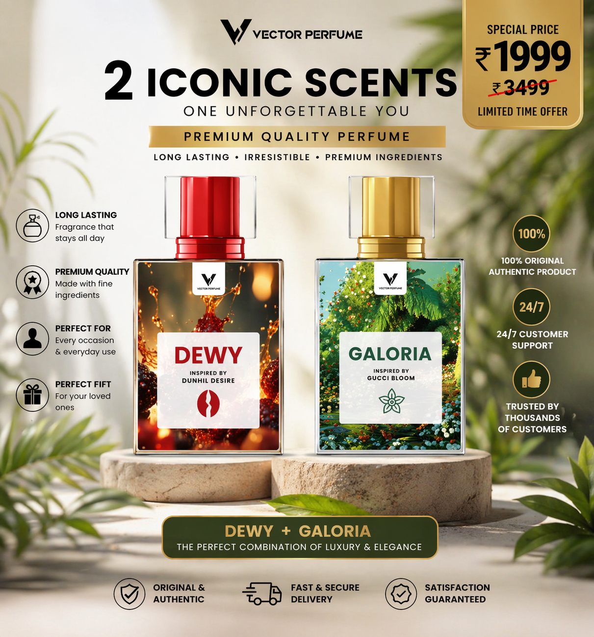 Dewy + Galoria Perfume Set – Long Lasting Premium Fragrance (Pack of 2)