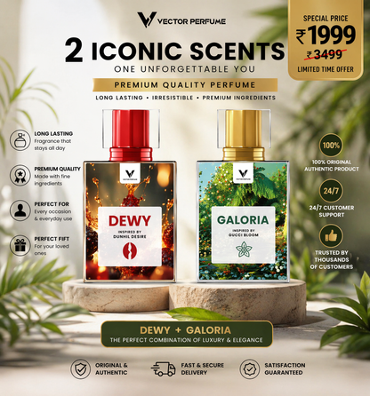 Dewy + Galoria Perfume Set – Long Lasting Premium Fragrance (Pack of 2 × 50ml)